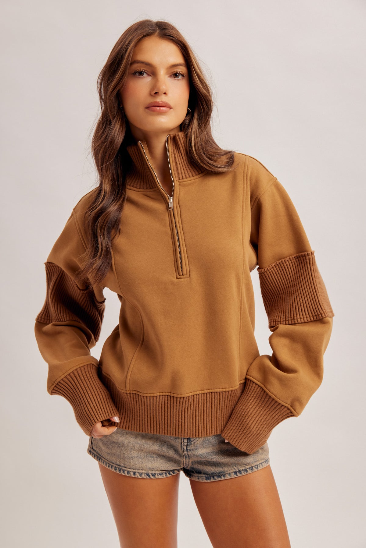 Half Zip Brushed Terry Top