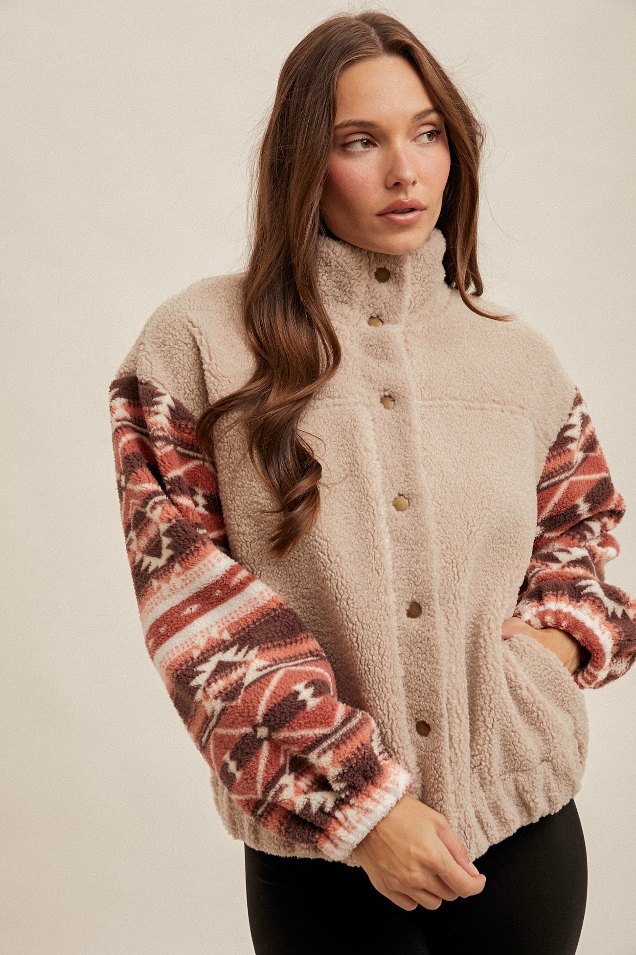 Ethnic Print Snap Jacket