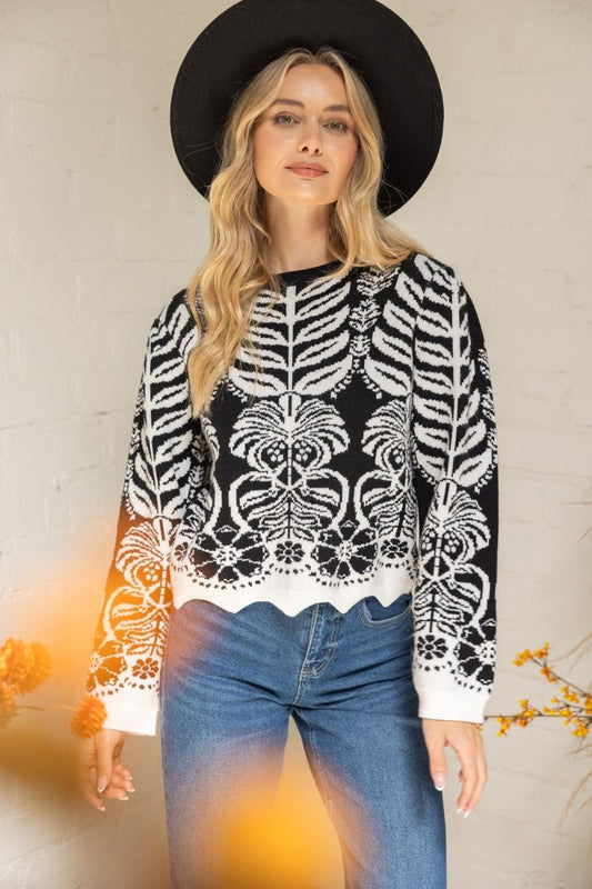Black/White Scallop Sweater