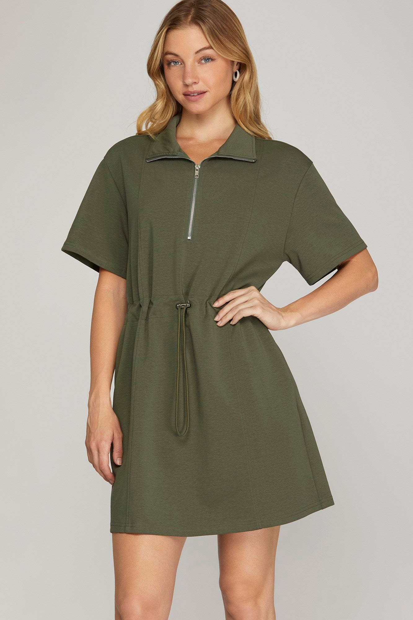 Olive Drawstring Dress