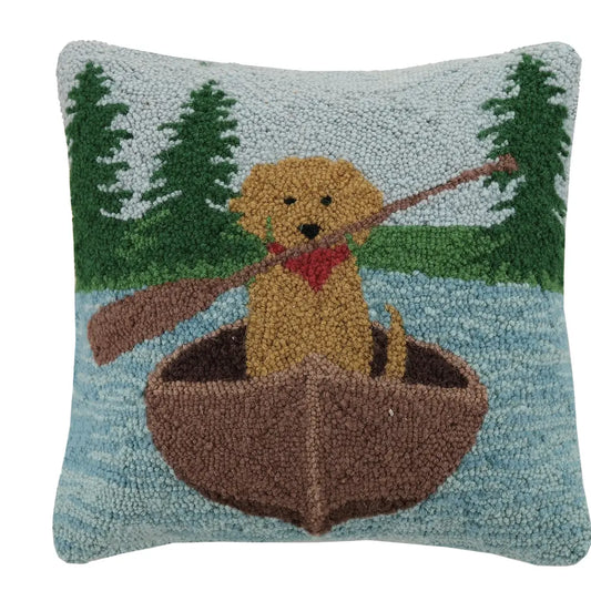Golden Lab Canoeing Hook Pillow