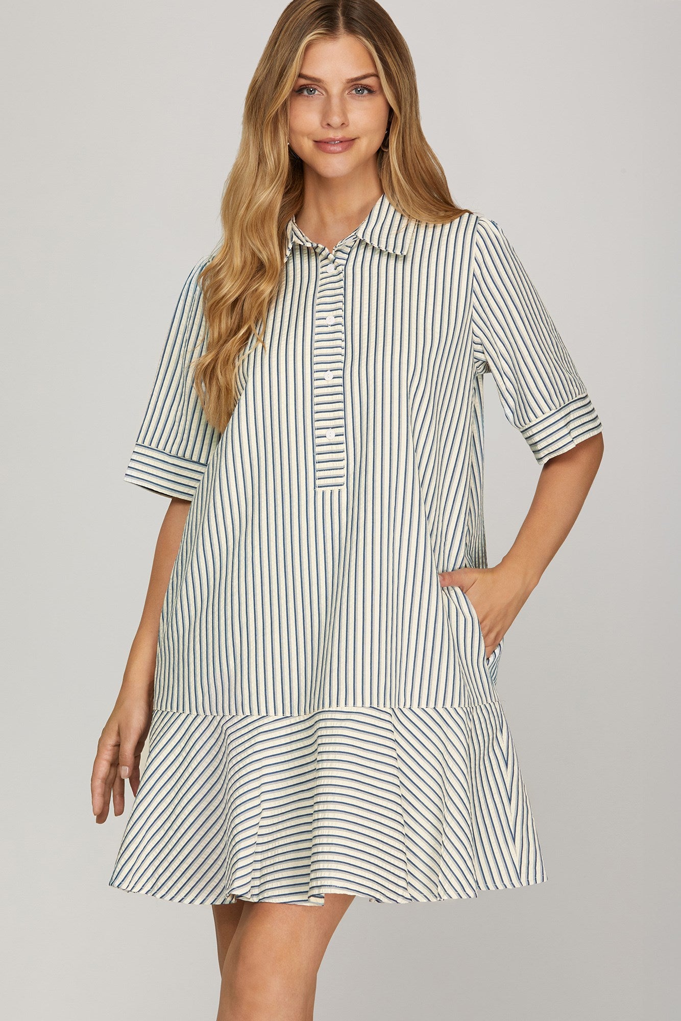Navy Striped Dress