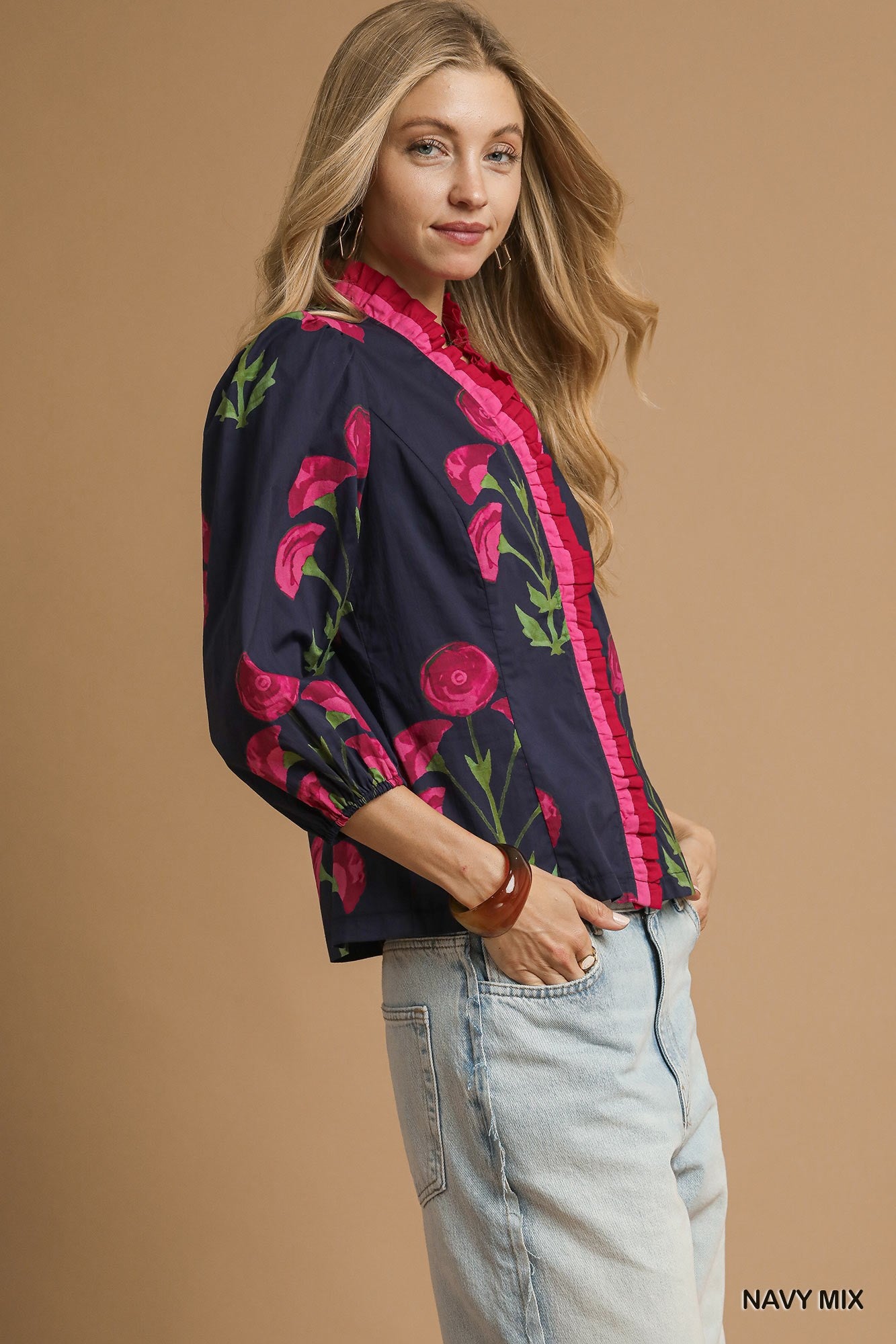 Floral Print Ruffle Top