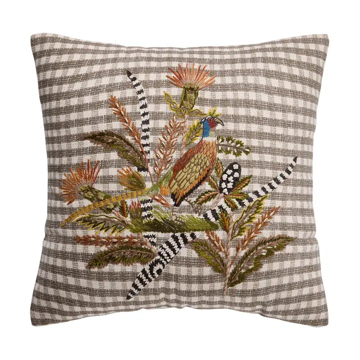 Harvest Pheasant Embroidered Pillow