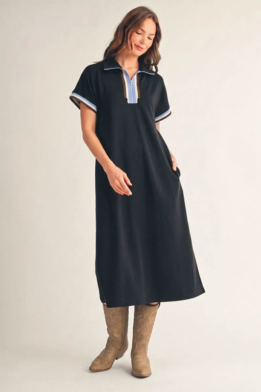 Black Rib Detail DRESS