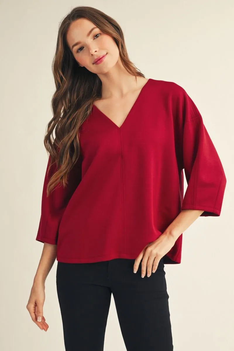 Solid VNeck Comfy Top