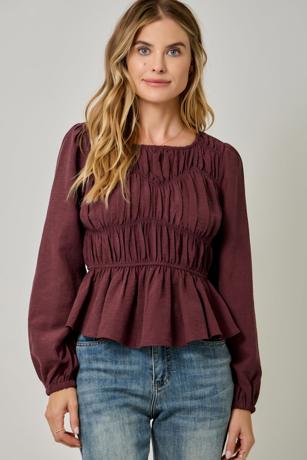 Rouching Suede Top