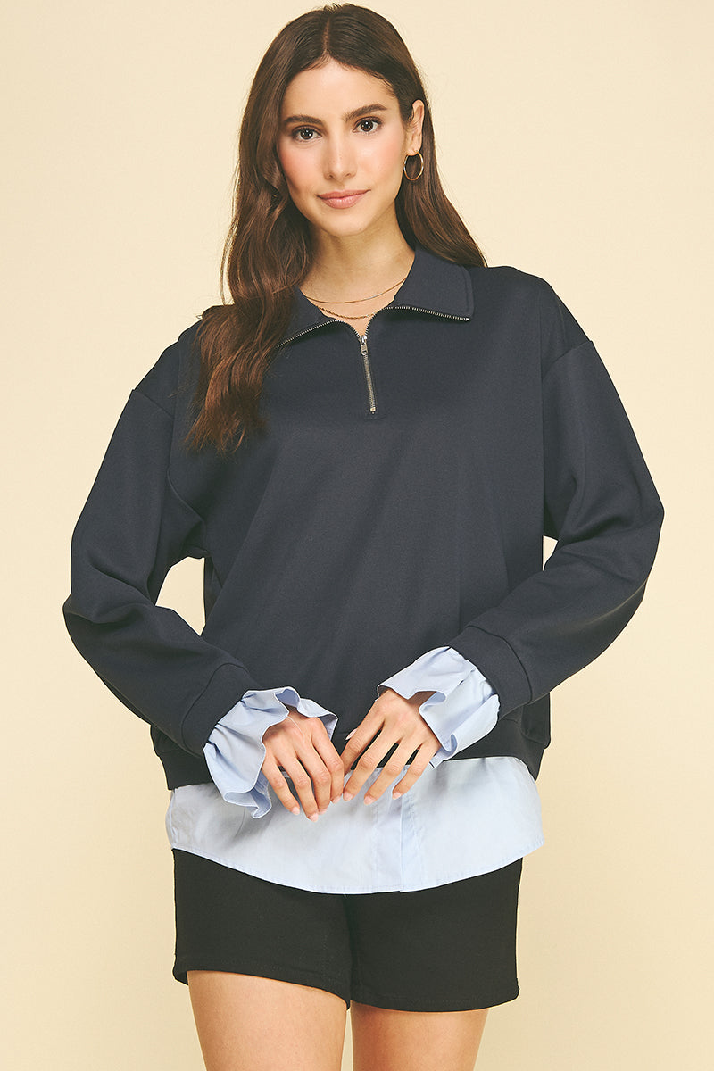 Layered Zip Sweatshirt