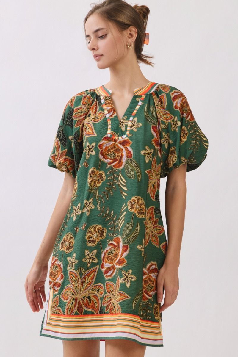Green Multi Mini Dress