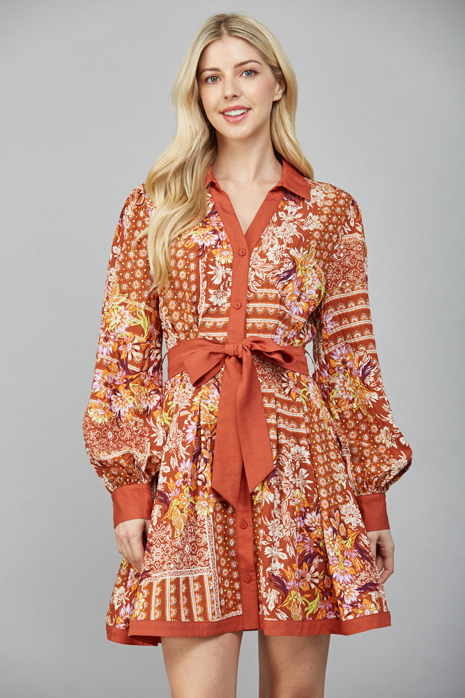 Contrast Shirt Dress