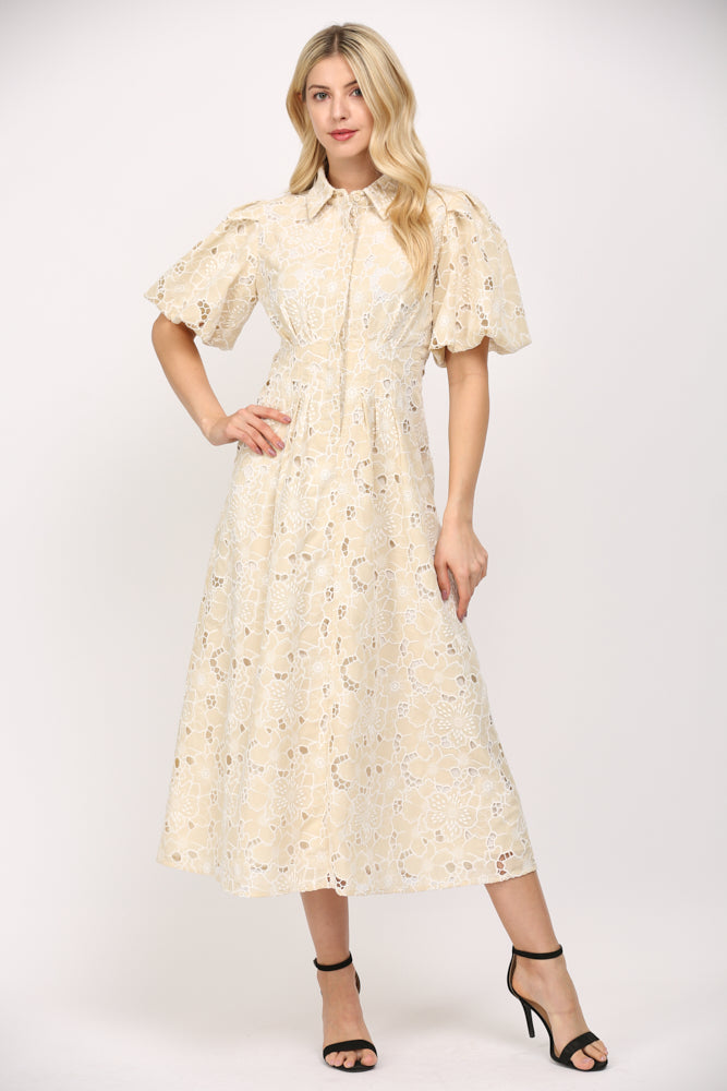 Eyelet Lace Midi Dress