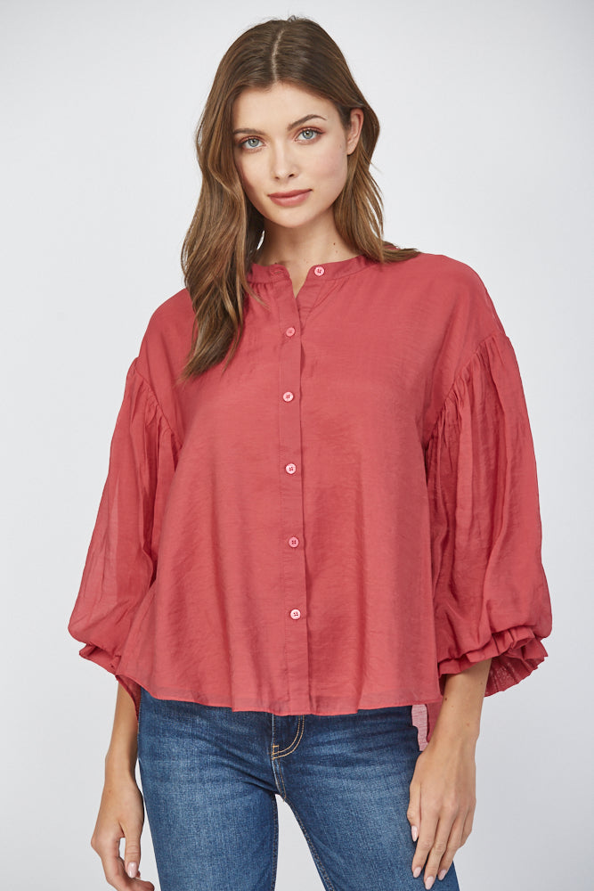 Puff Slv Button Down