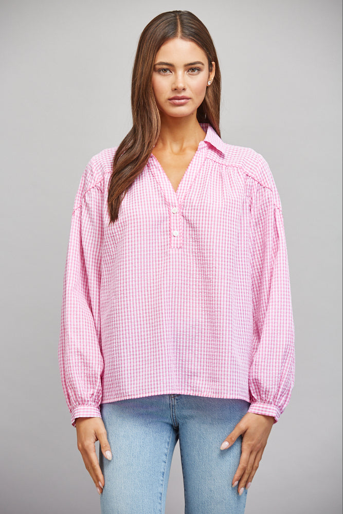 Gingham Split Top