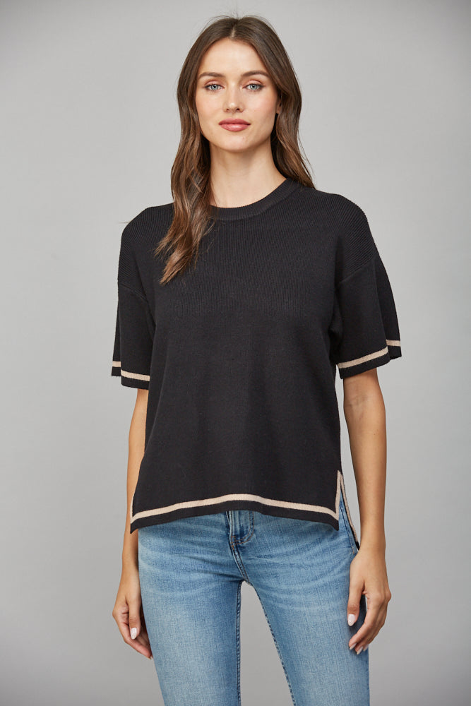 Tipped Black Sweater