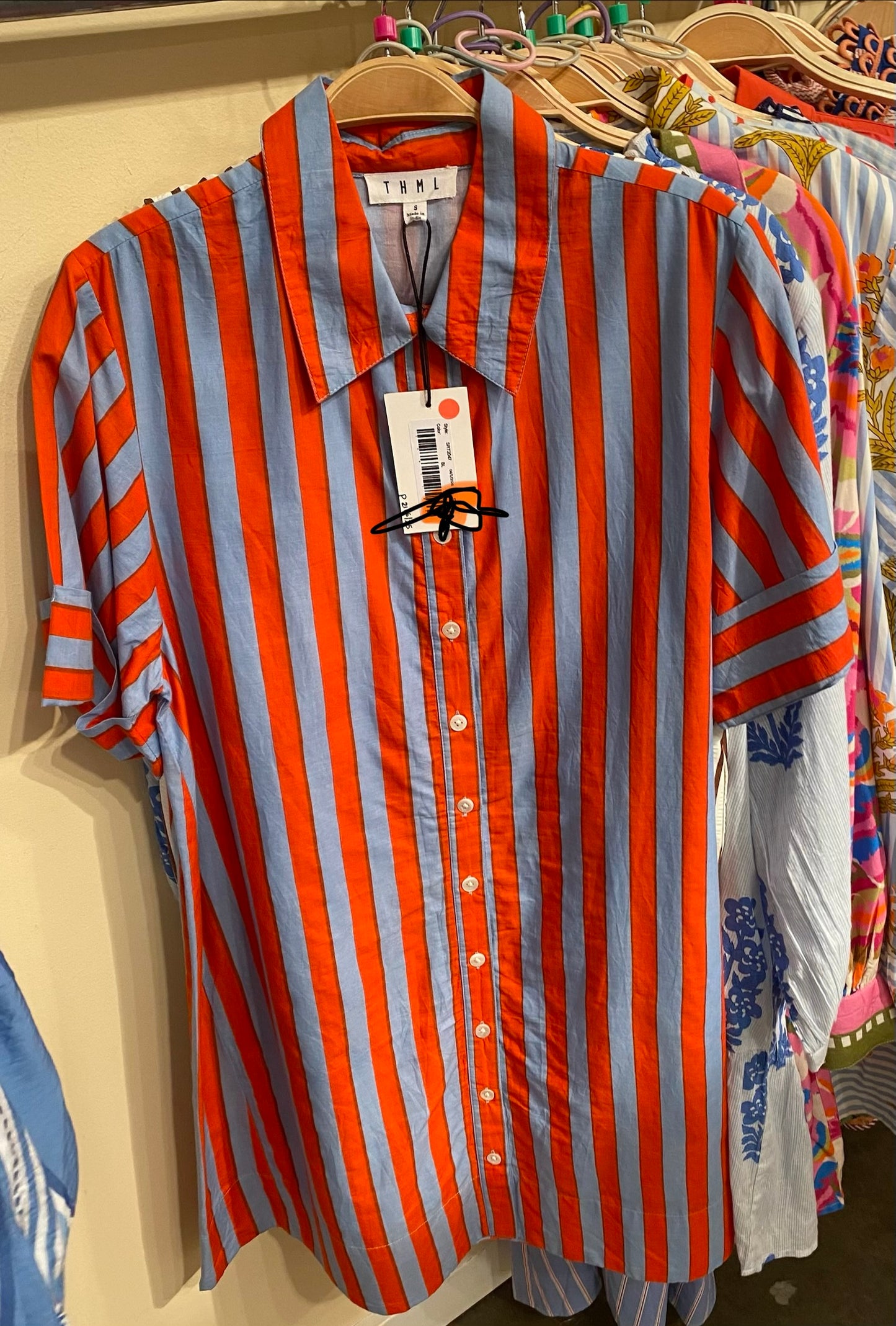 SS Striped Button Dress