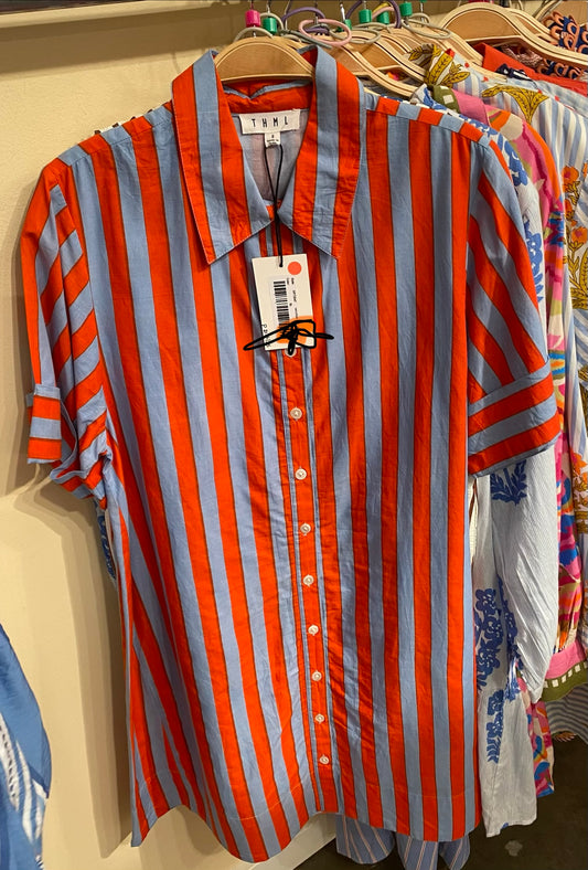SS Striped Button Dress
