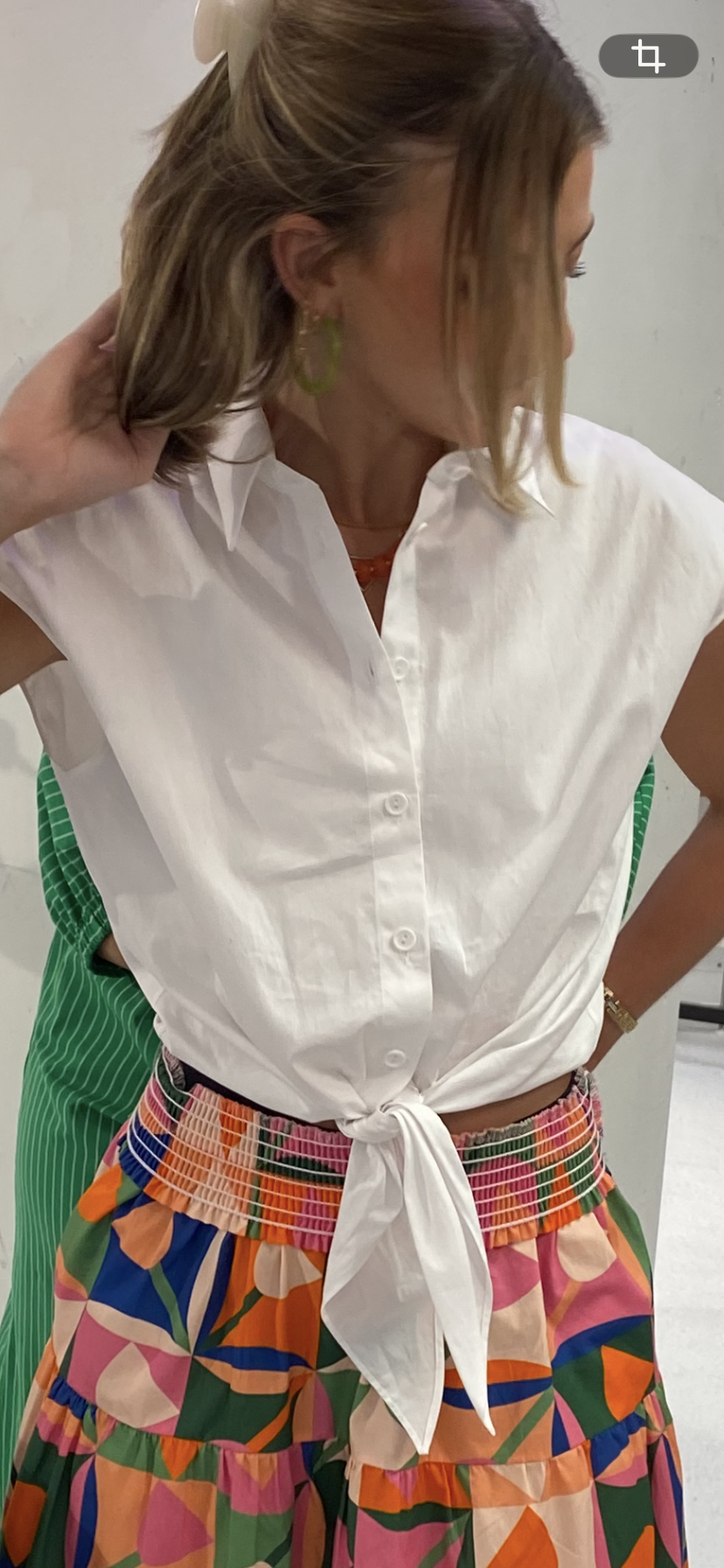 White Tie Front Top