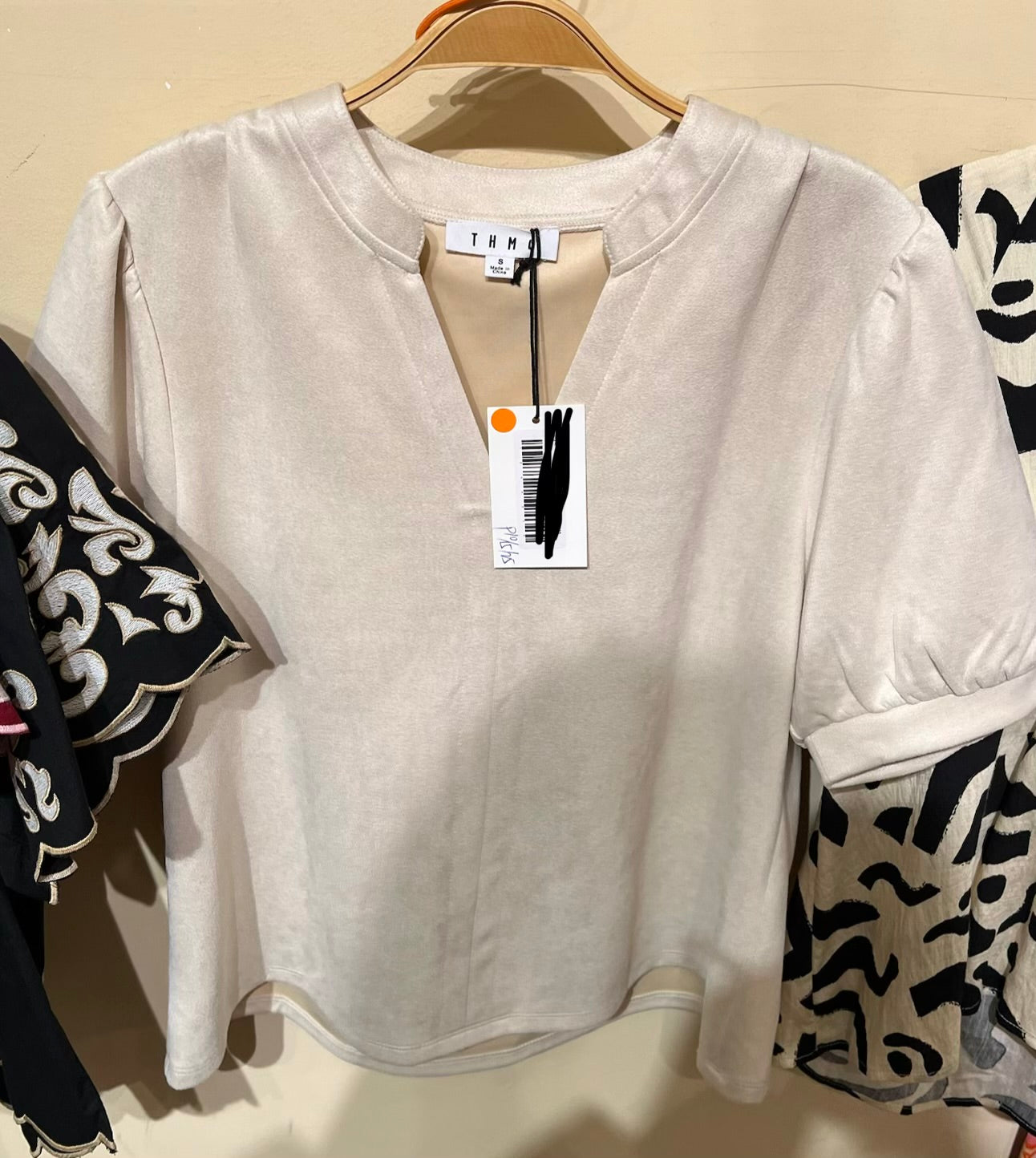 Cream Suede V-Neck
