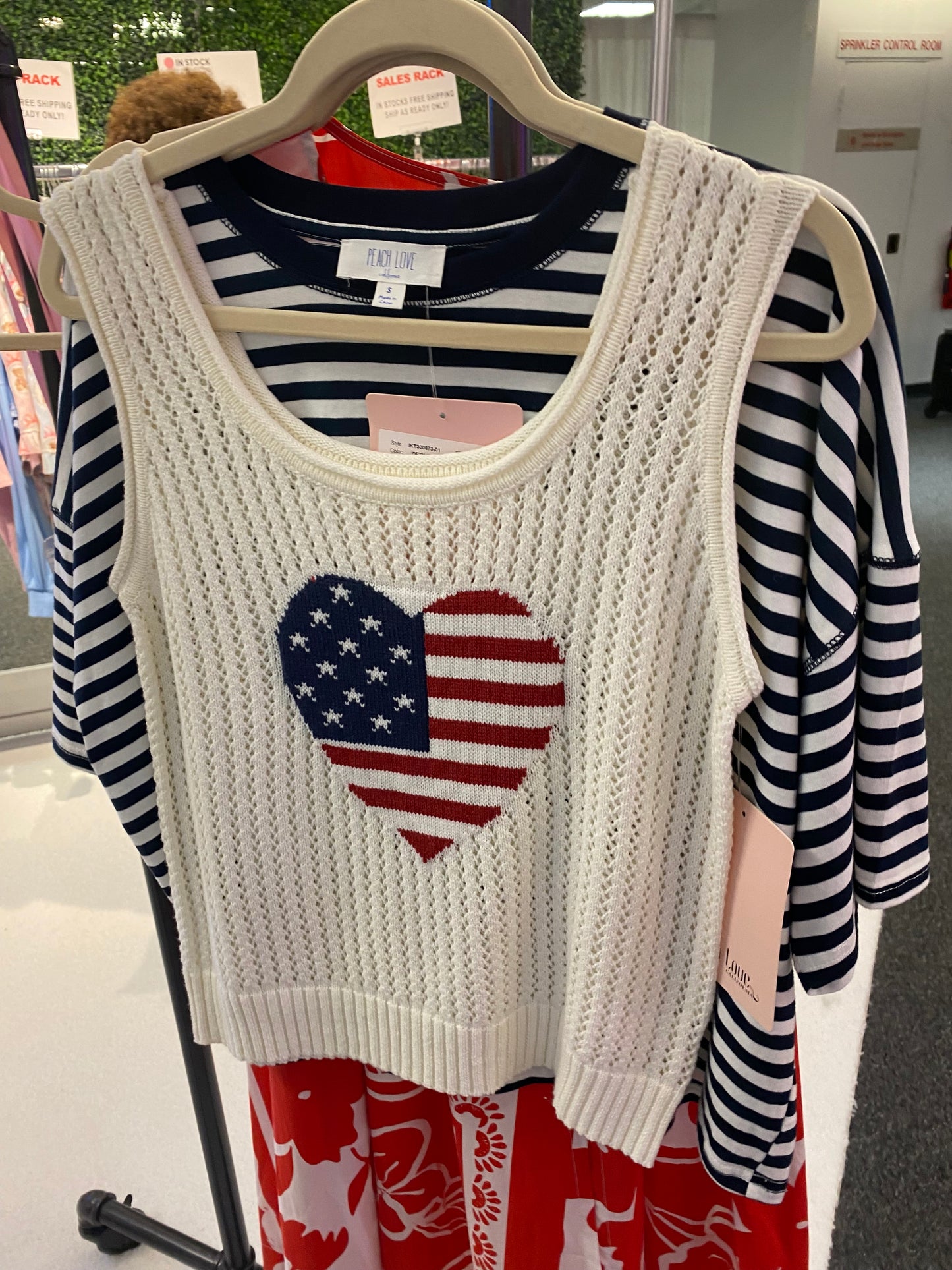 America Heart Flag Knit Tank