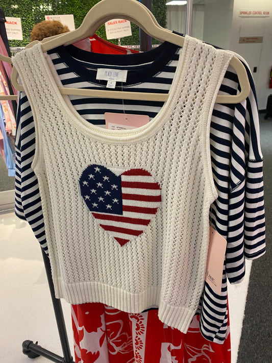 America Heart Flag Knit Tank