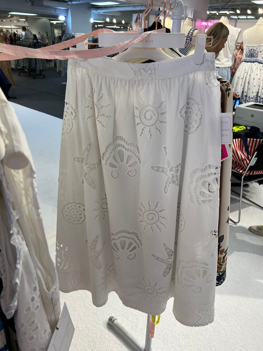 Eyelet Lace Midi Skirt
