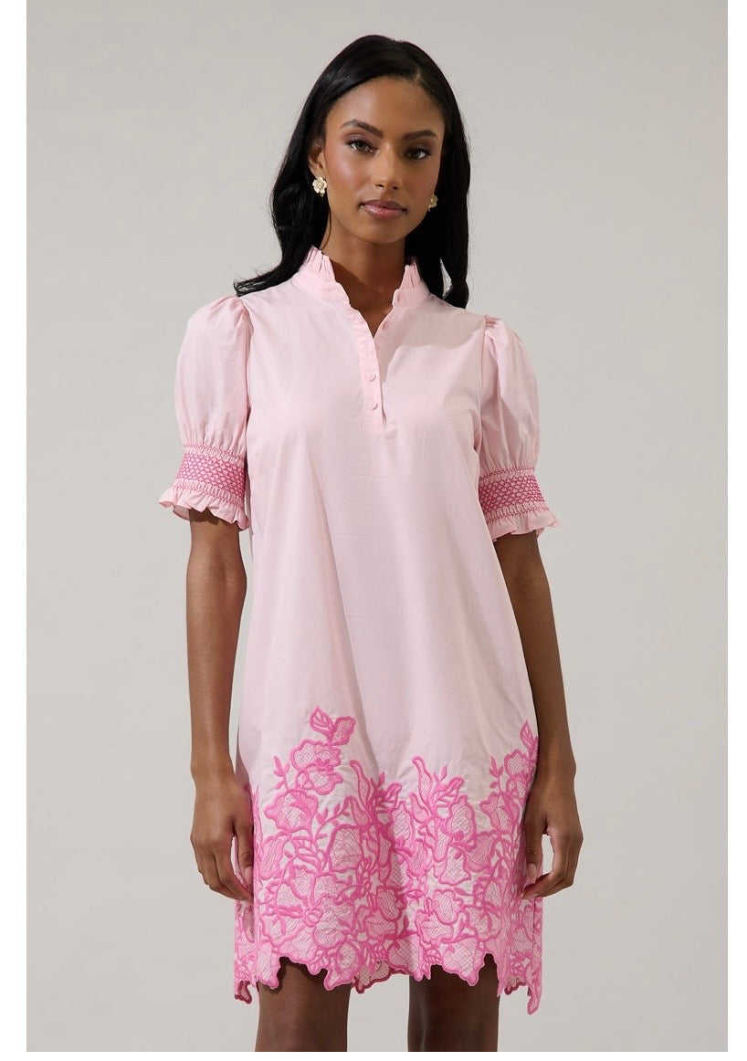 Hansie Emb. Shift Mini Dress