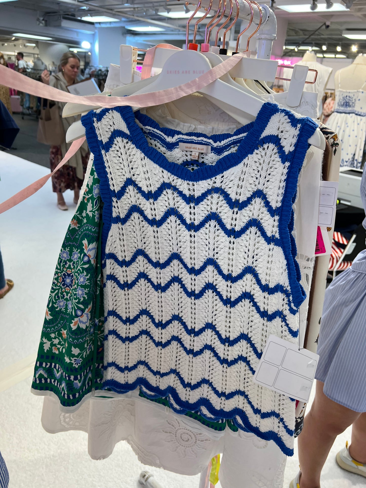 Ivory/Blue Zig Zag Top