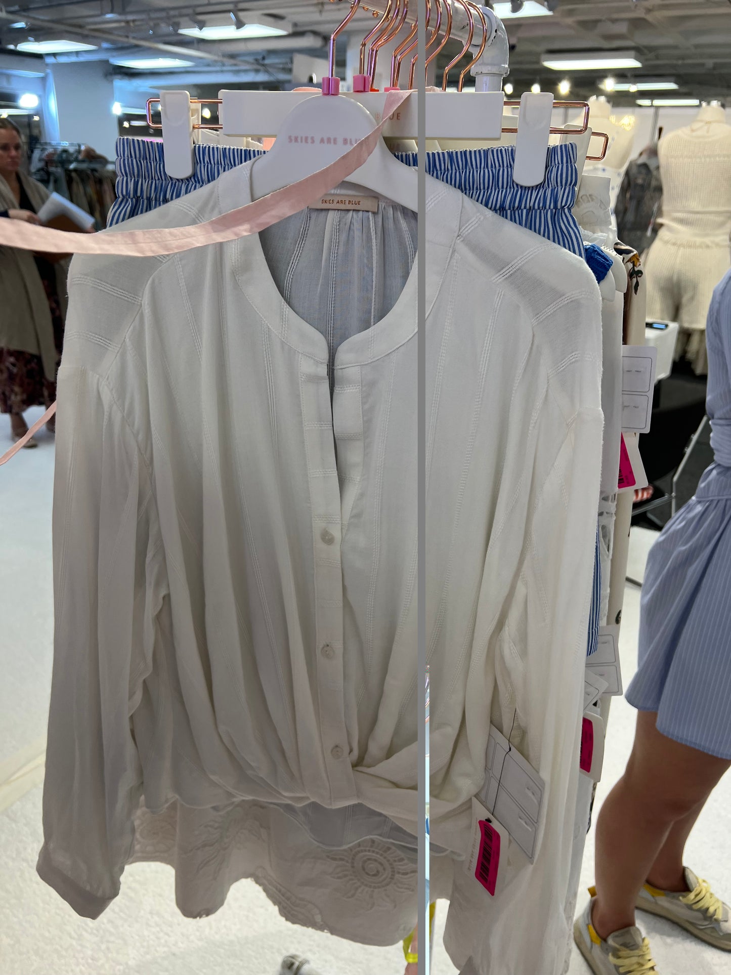 White Button Up Gathered Top