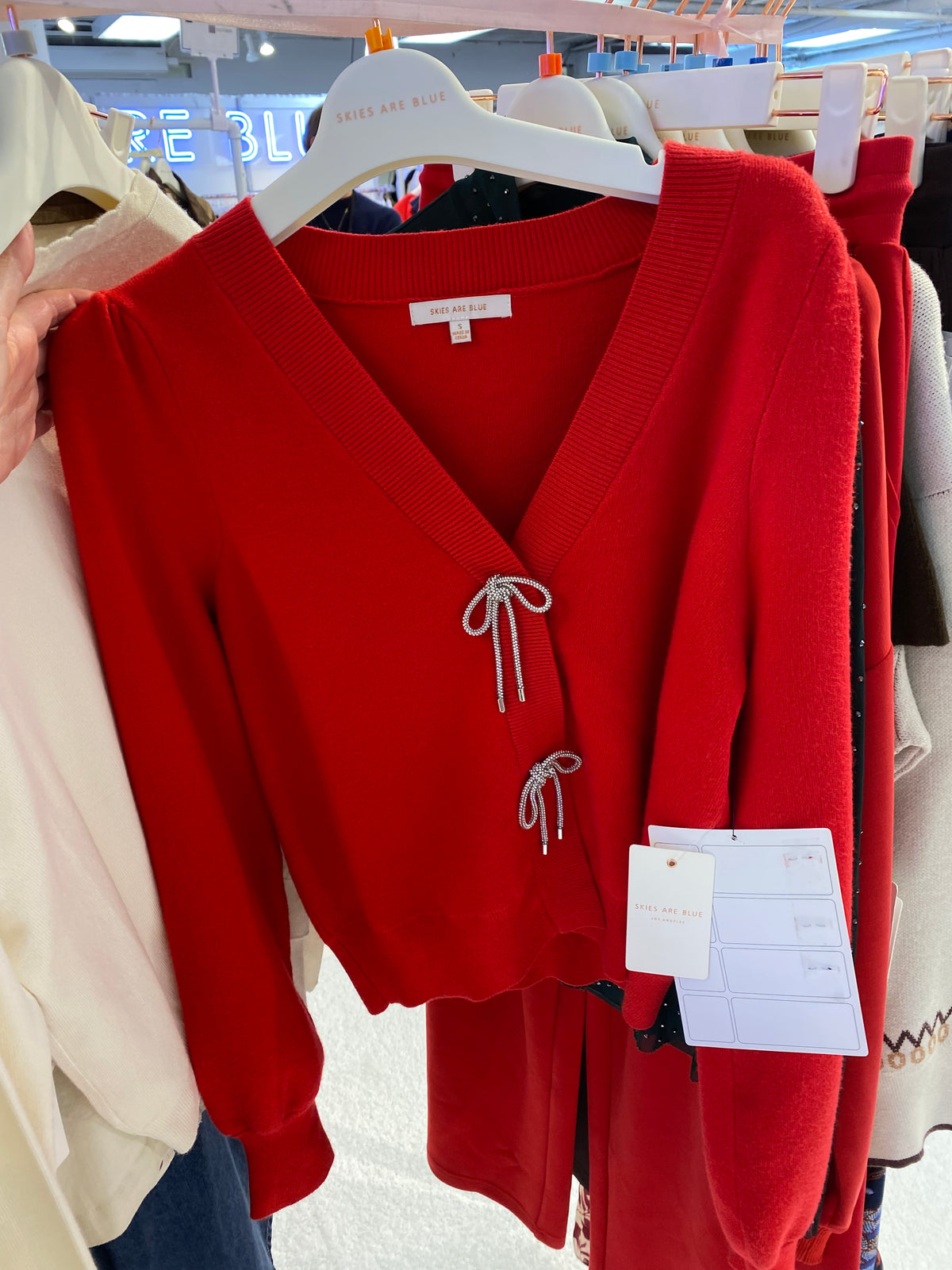 Ribbon Trim Puff Sleeve Knit