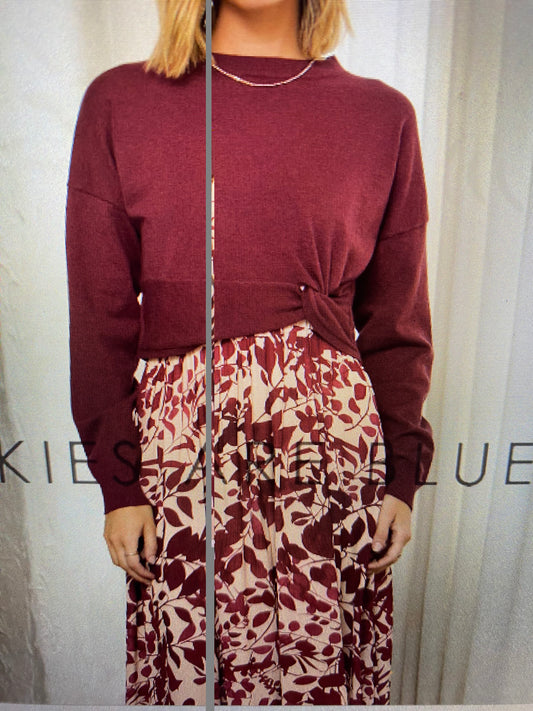 Burgundy Mixed Media Dress