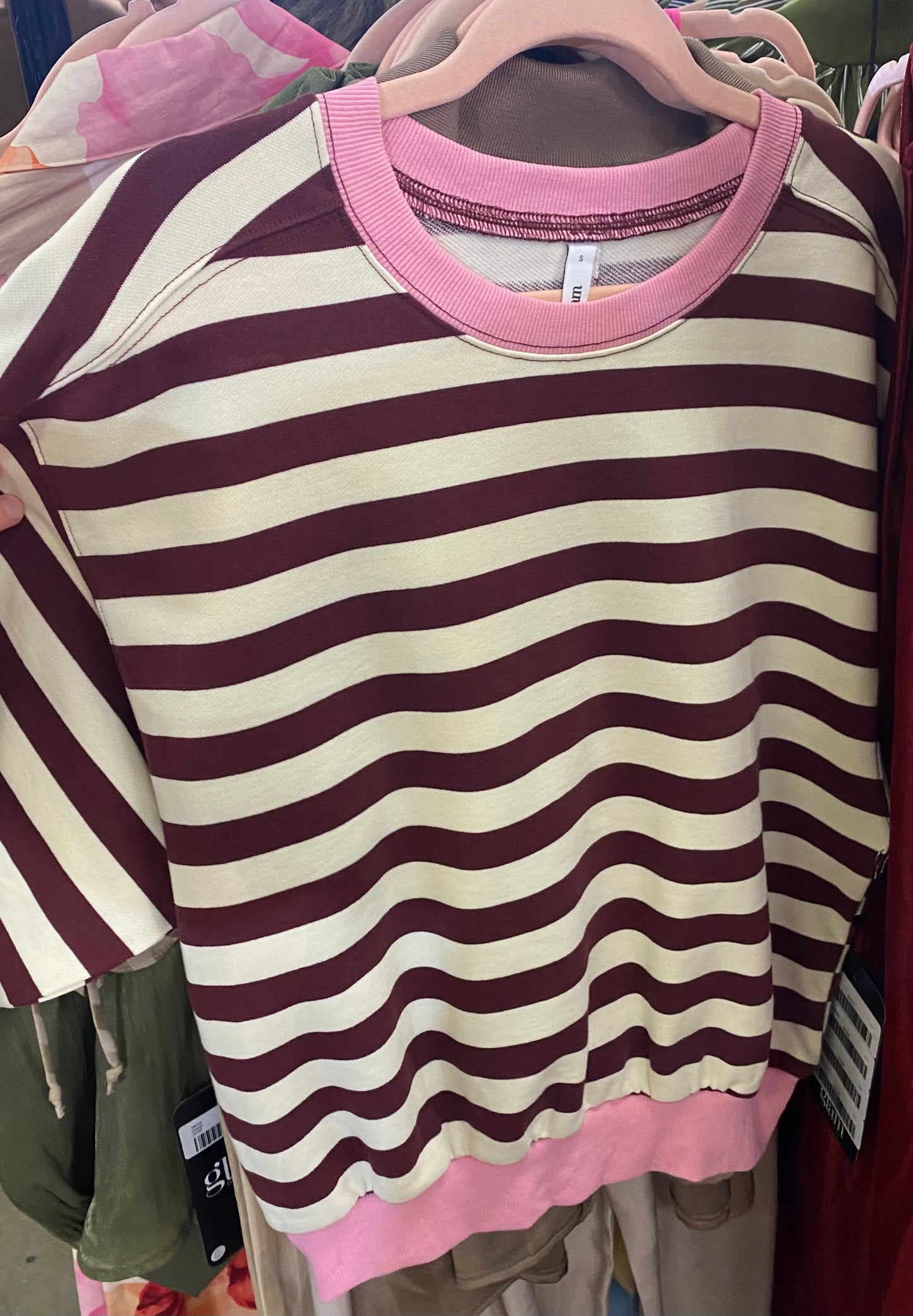 Burgundy Stripe Sweatshirt