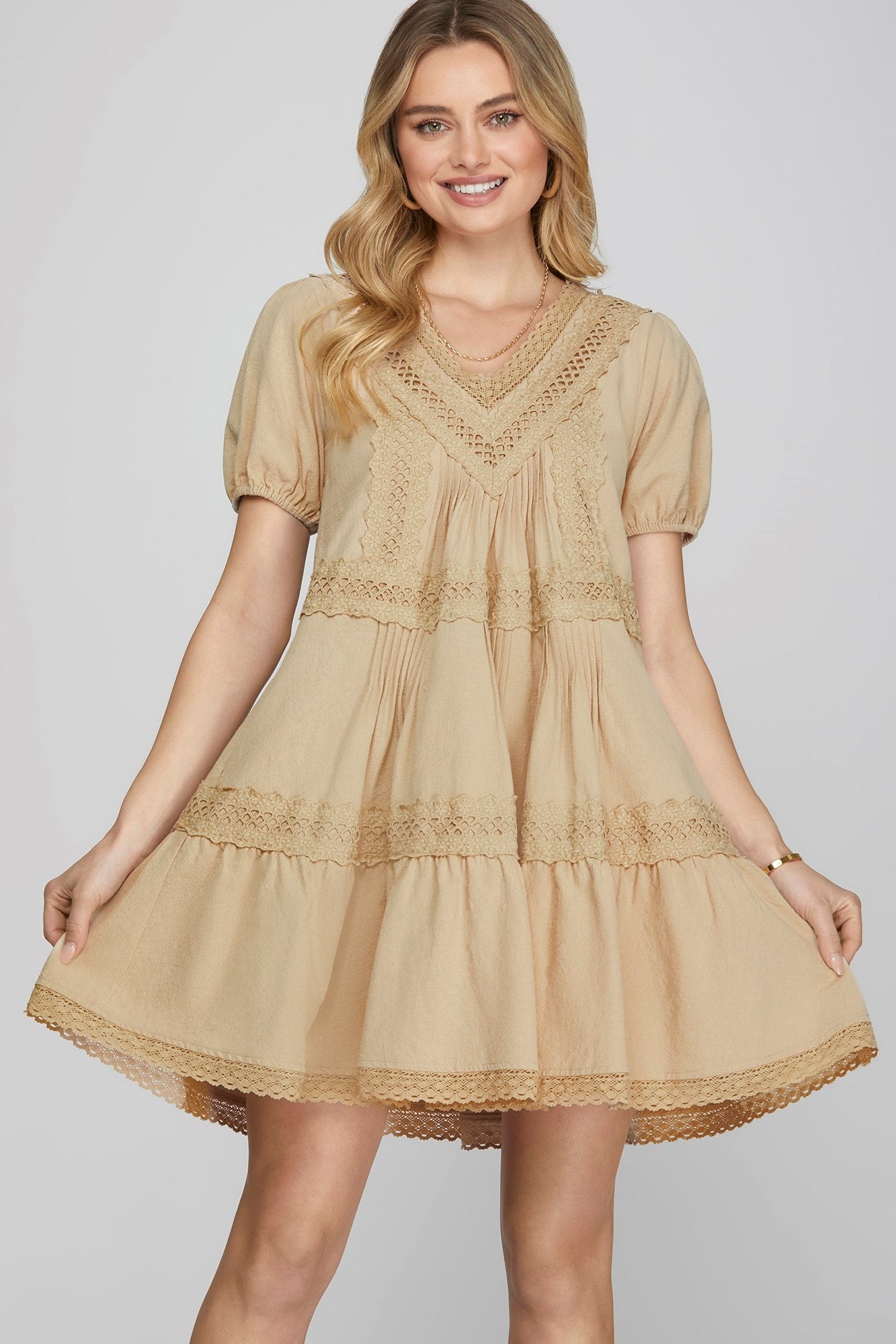 Lace Trim Detail Taupe