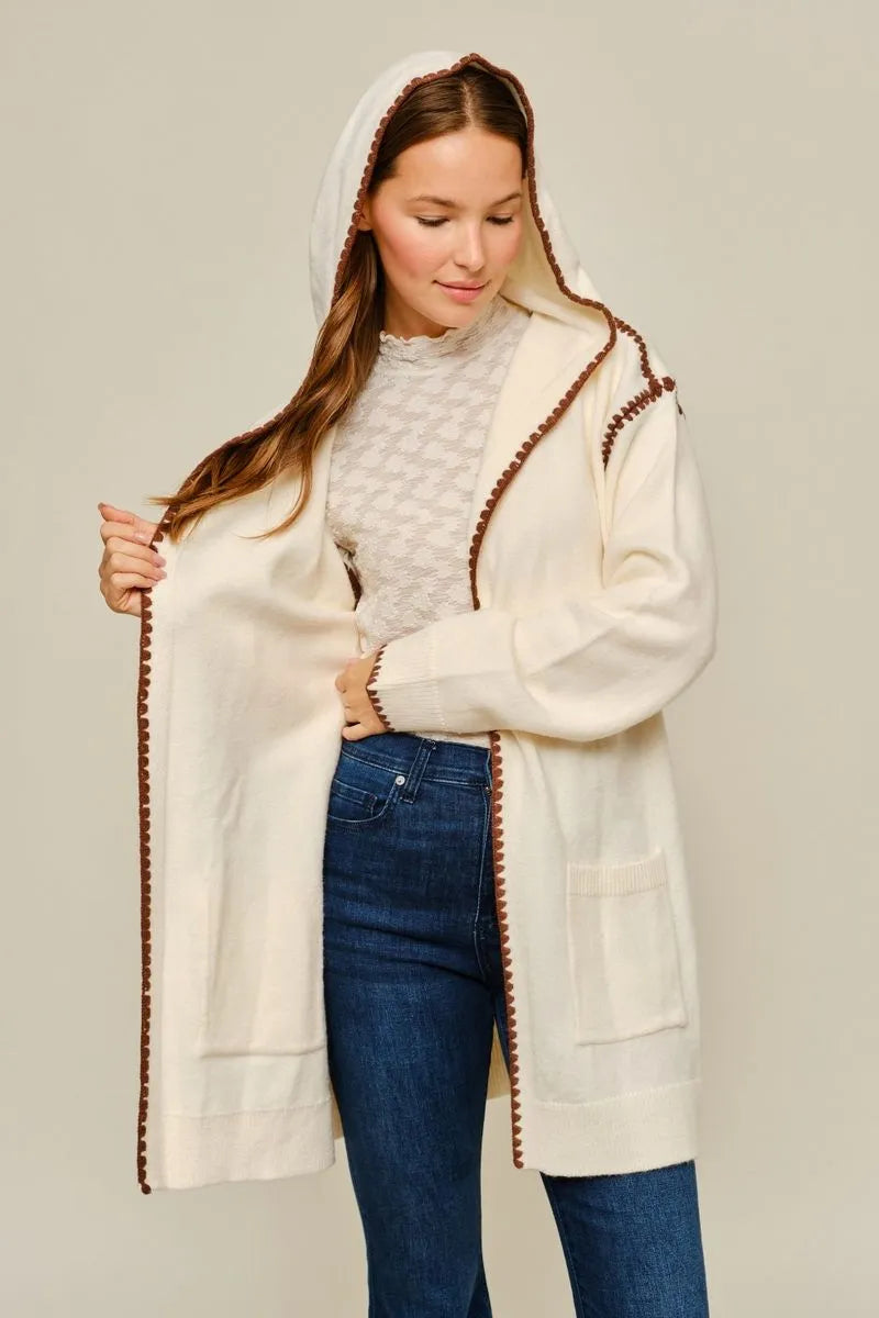 Cream Stitched Hoodie