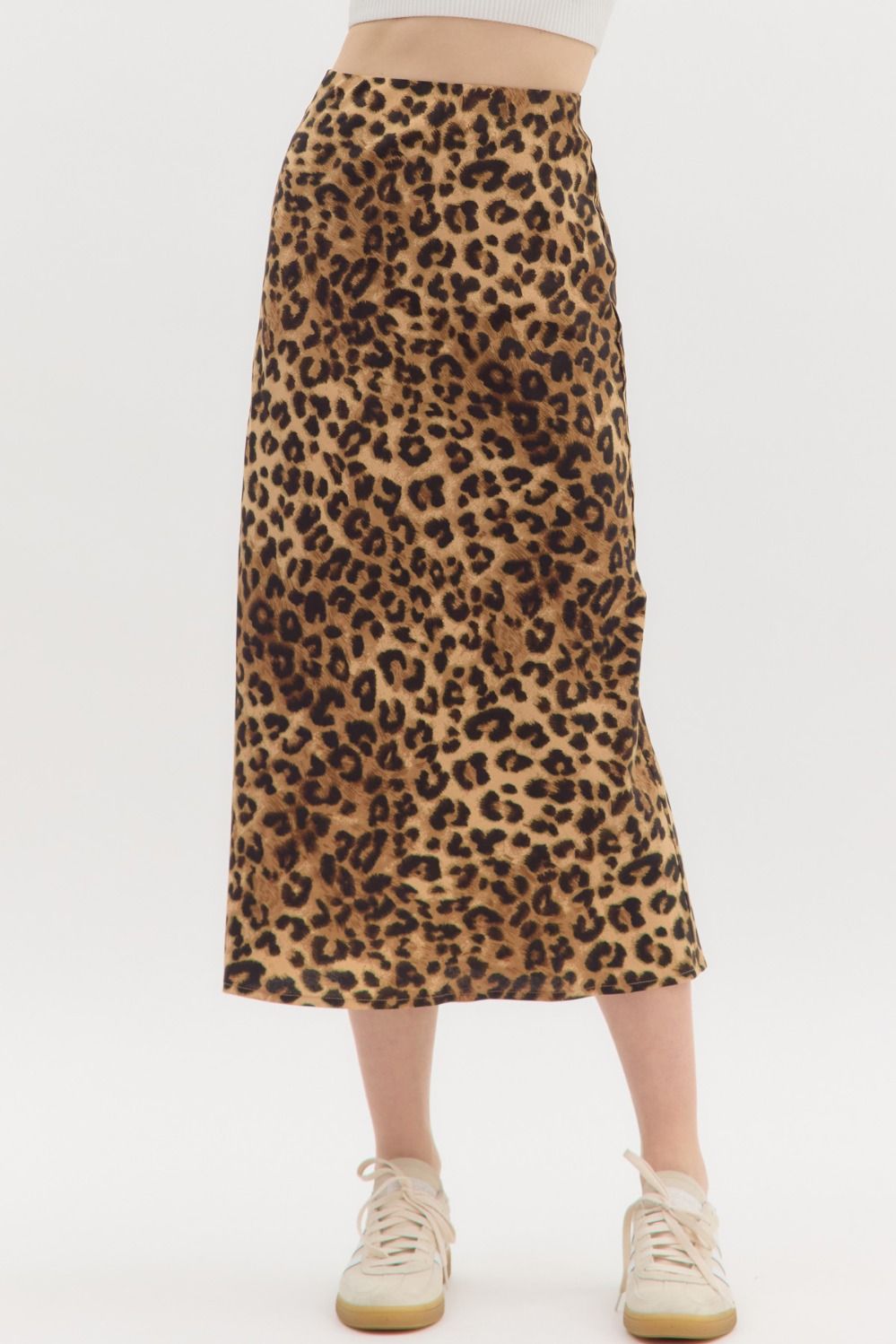 Leopard elastic waistband skirt