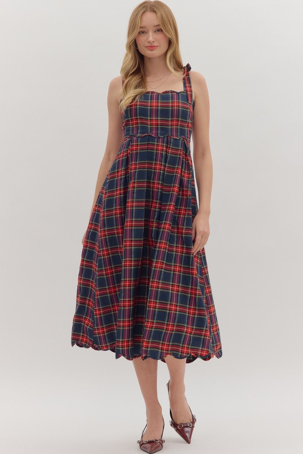 Navy Plaid Dress