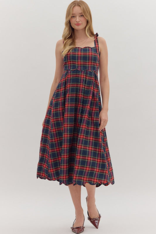 Navy Plaid Dress