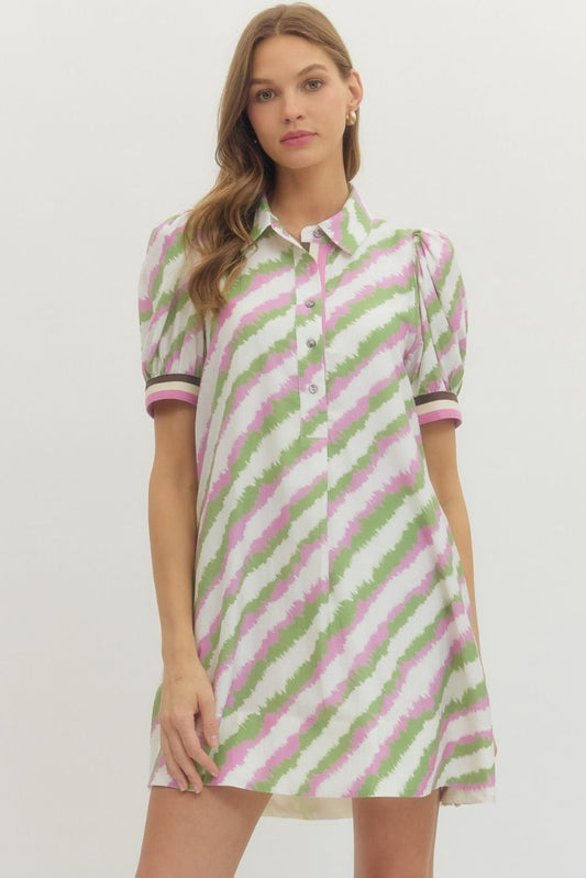 Multicolor Puff Slv Dress