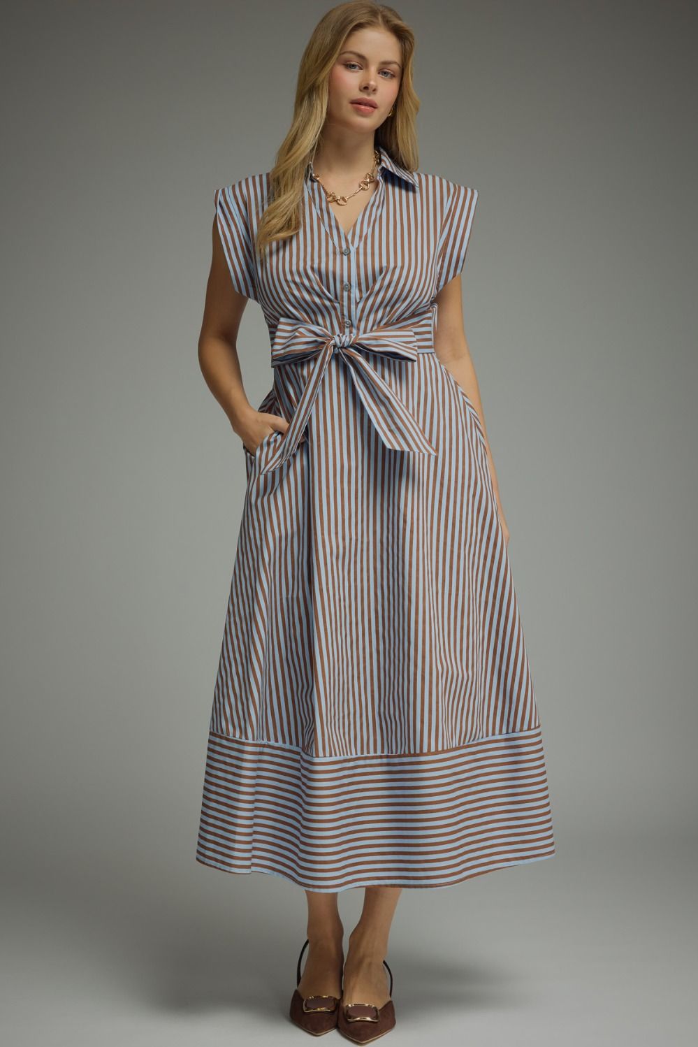 Blue/Brown Stripe Dress