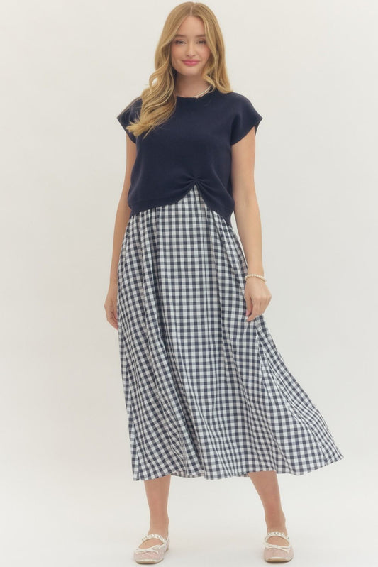 Navy Gingham Dress