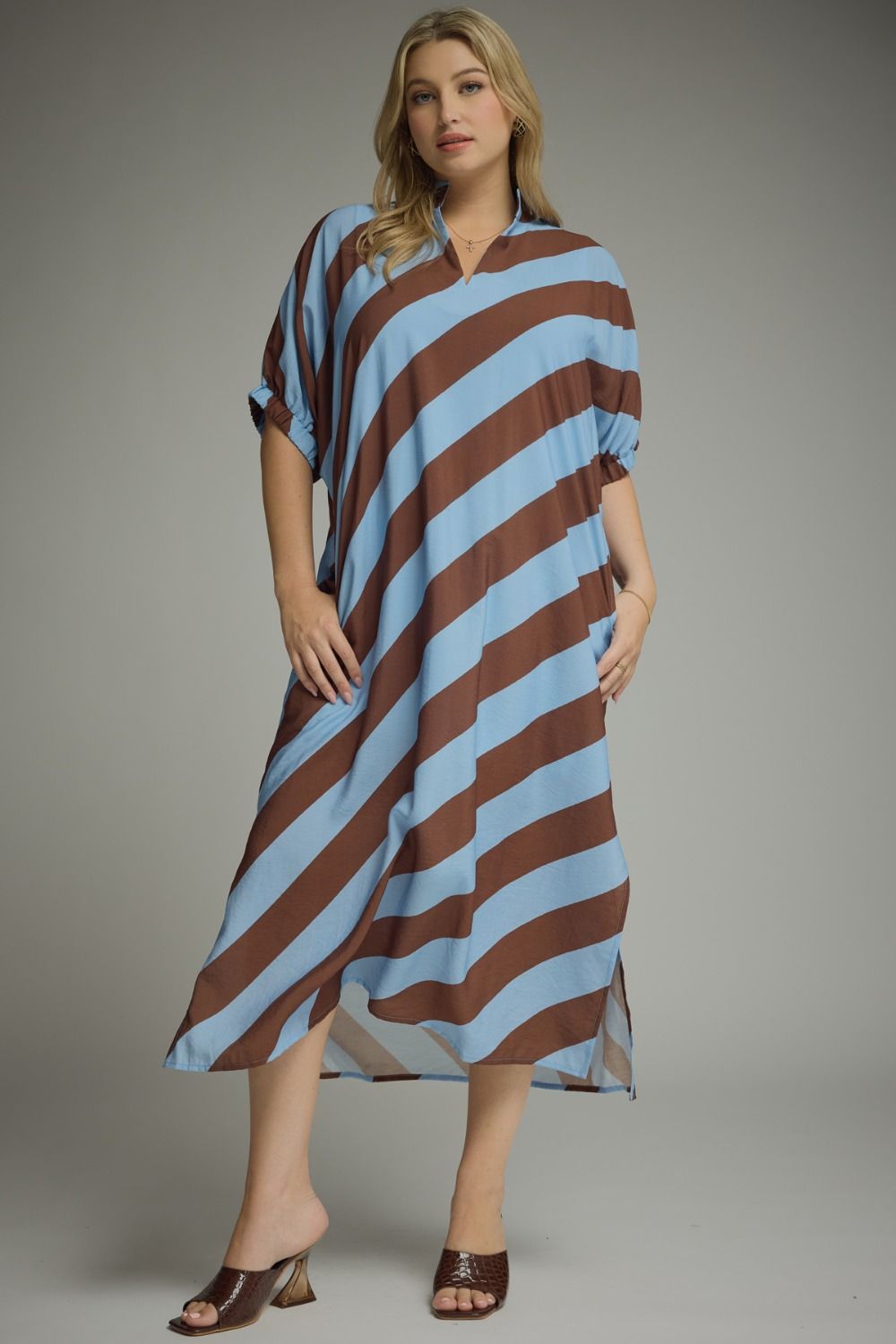 Diagonal Stripe Midi Dress