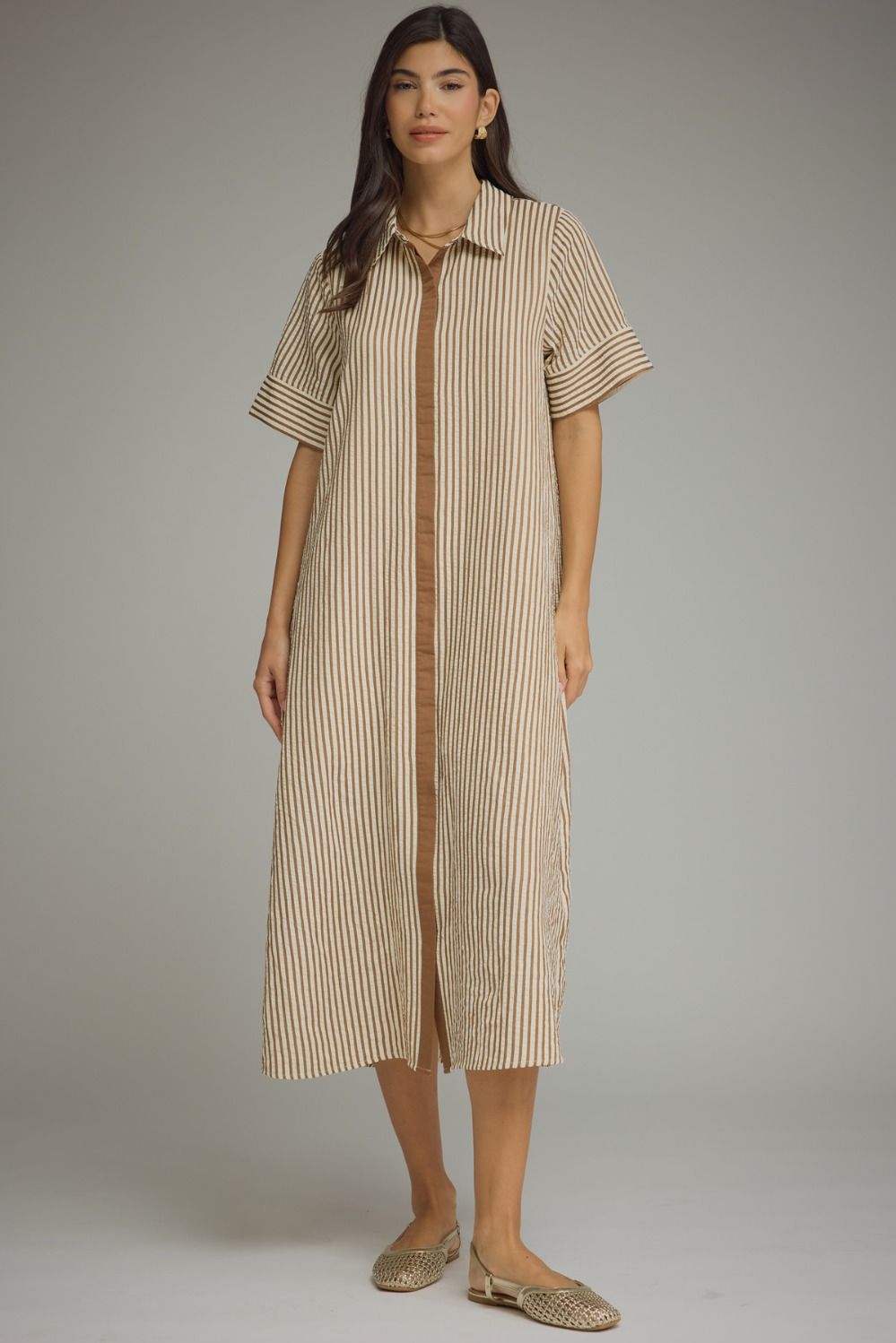 Stripe SS Midi Dress
