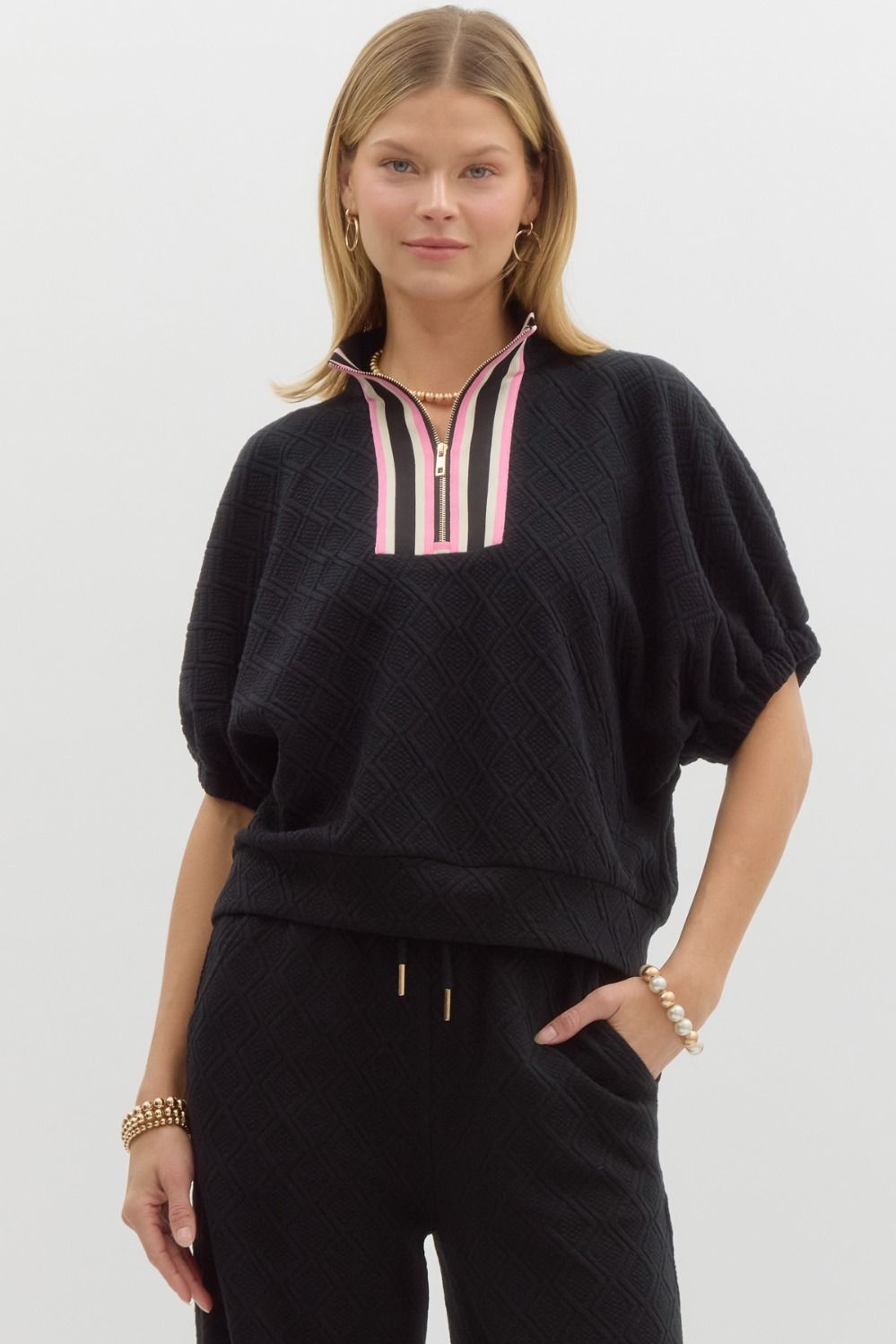 Knit High Neck Half Zip