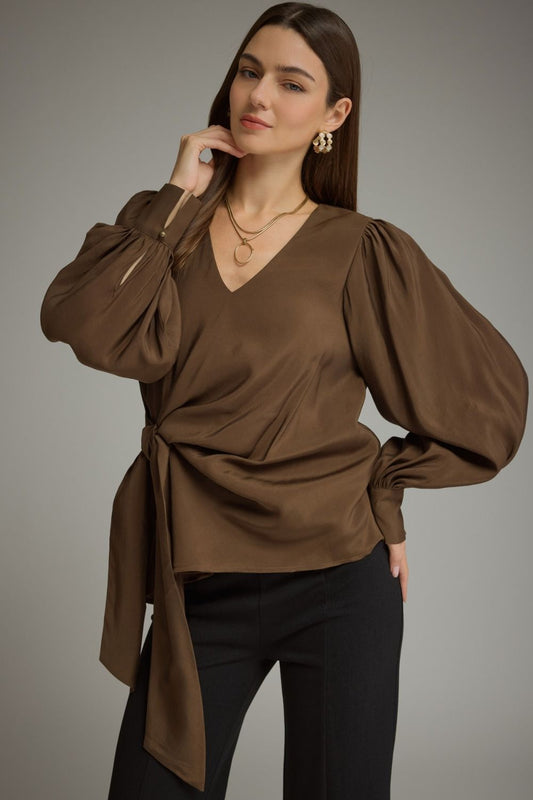 Wrap Front Brown Top