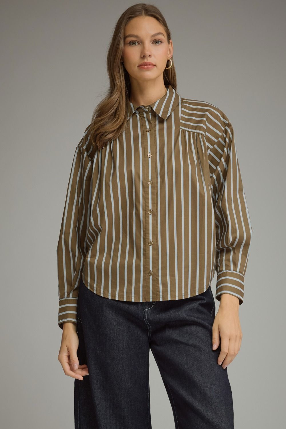 Mocha Stripe Long Slv Top