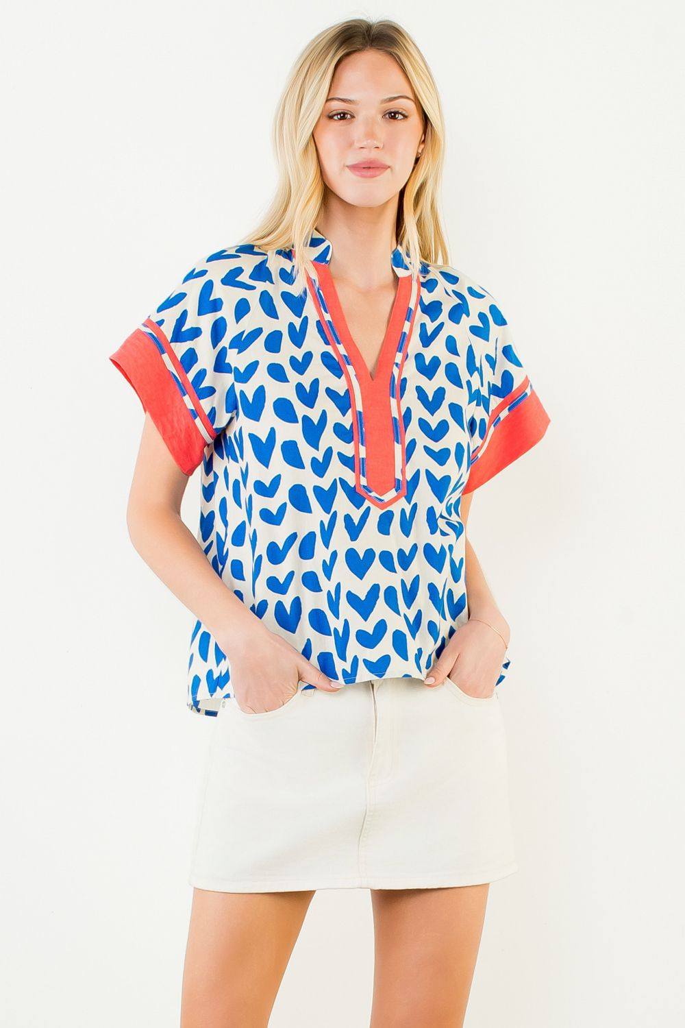Blue Heart Pattern Top