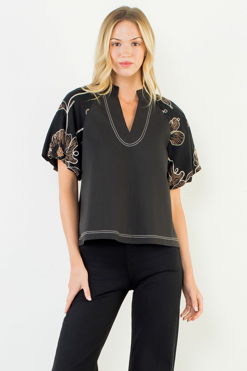 Puff Slv. Emb. Top