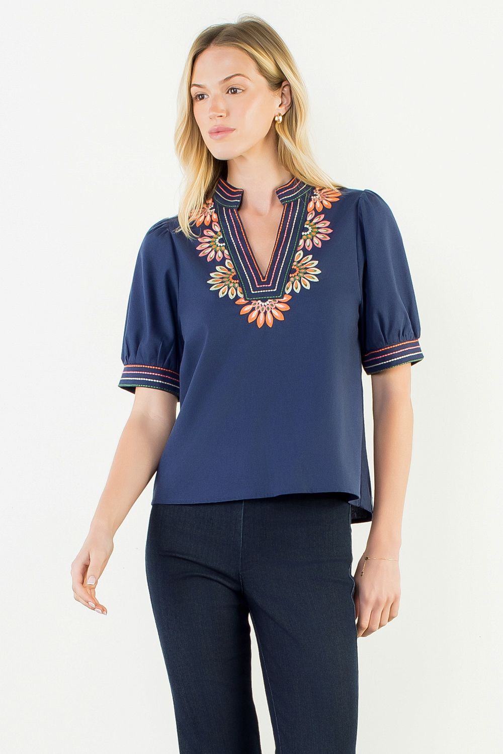 Navy Emb. Top