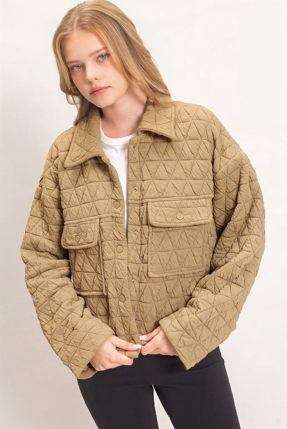 Triangle Quilted ButtonUp Jacket