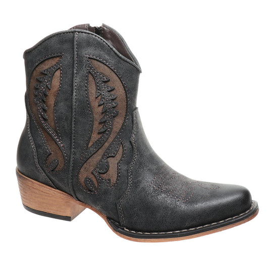 Black Cowboy Bootie