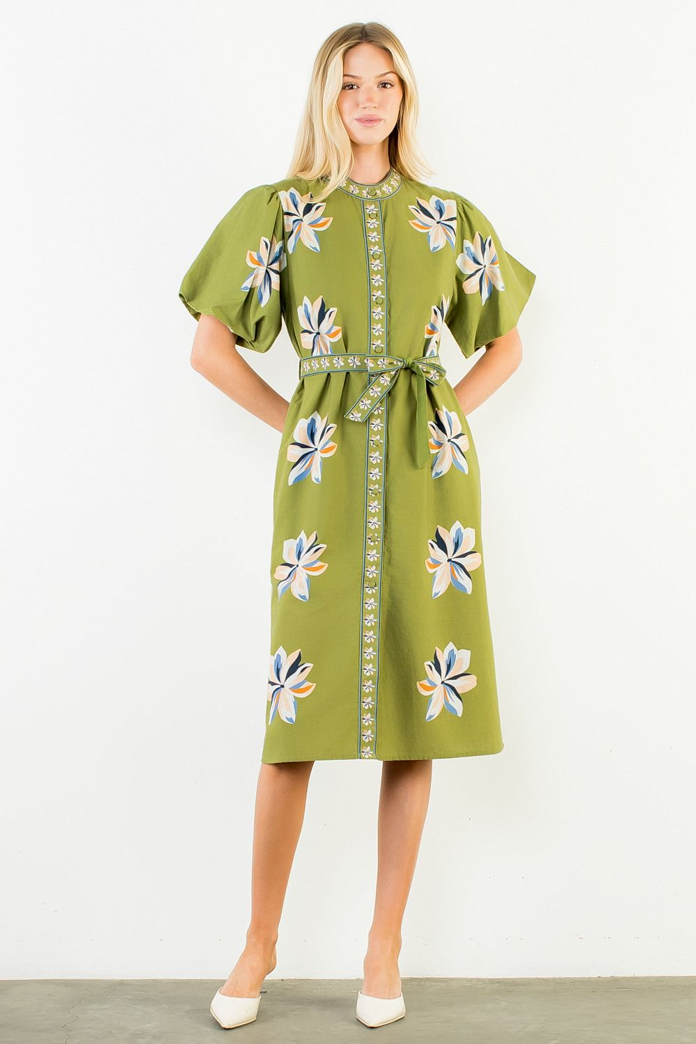 Midi Floral Grn Dress